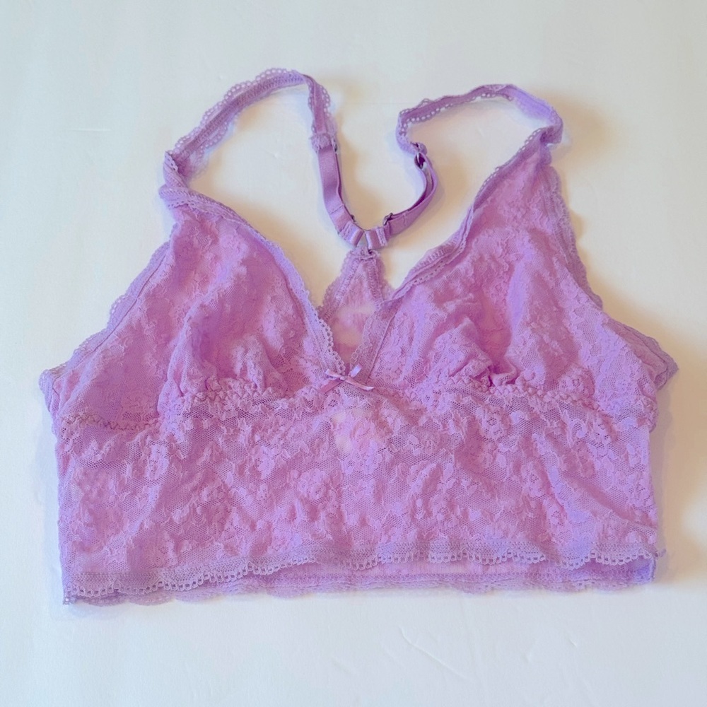 Victoria’s Secret Purple lace bralette size large triangle cups soft stretchy